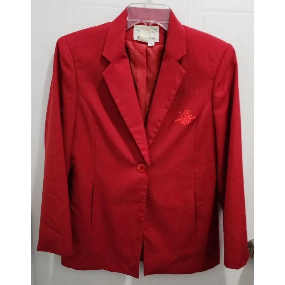 Lot of‎ 2 Mary Kay Women's Button Up Blazer Jackets Red Embroidered Size 2/2P